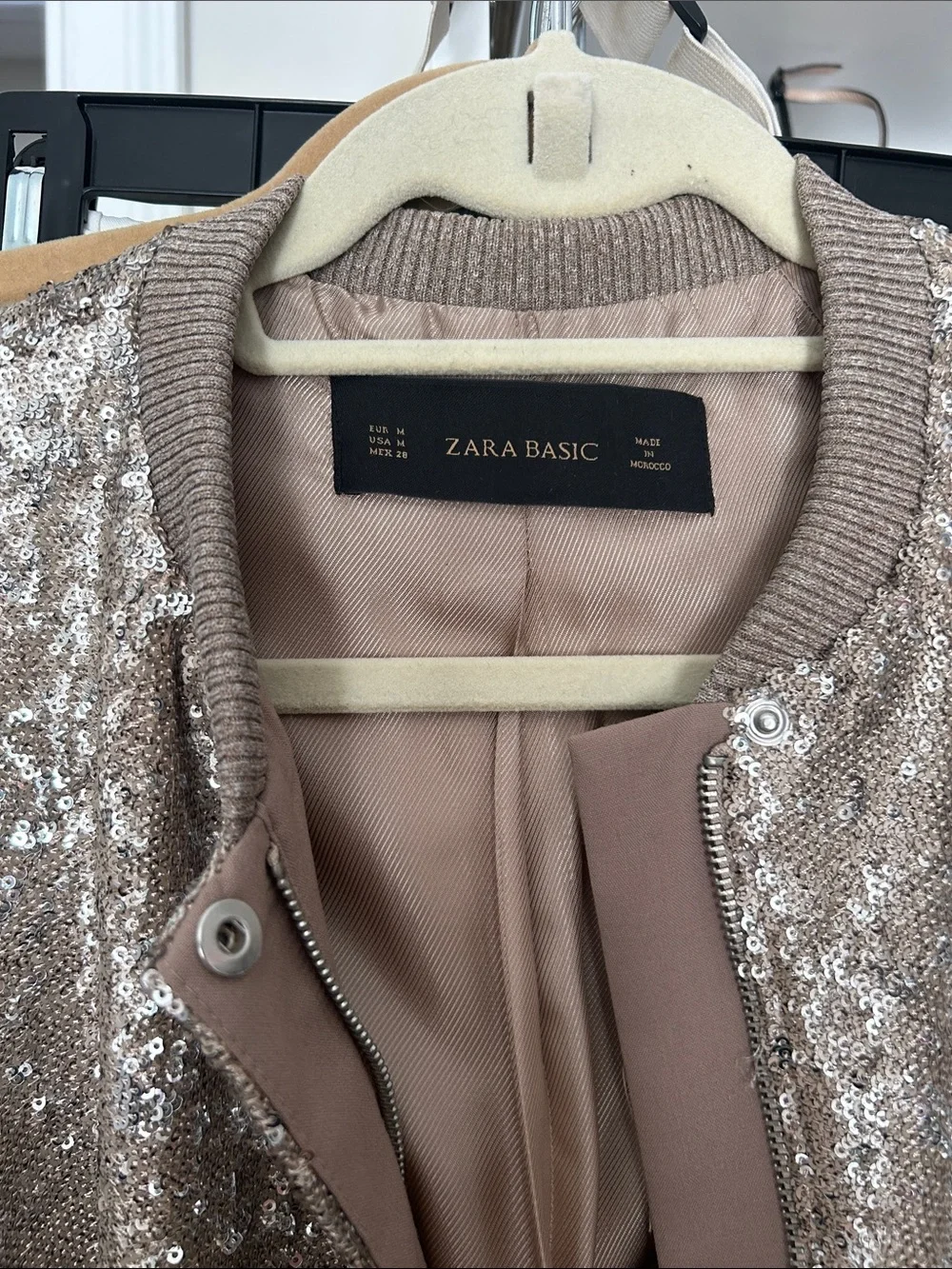Zara Sequined Knit Pullover in Taupe Silver